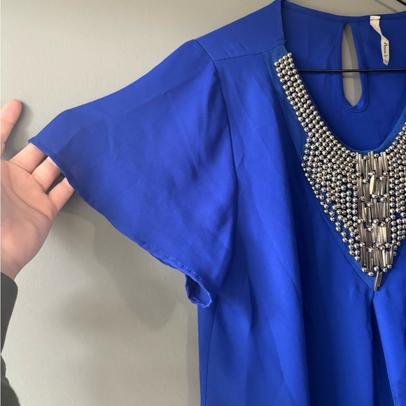 Pecas, size M Elegant Royal Blue Metalic hardware  Women's Blouse - Picture 2 of 5